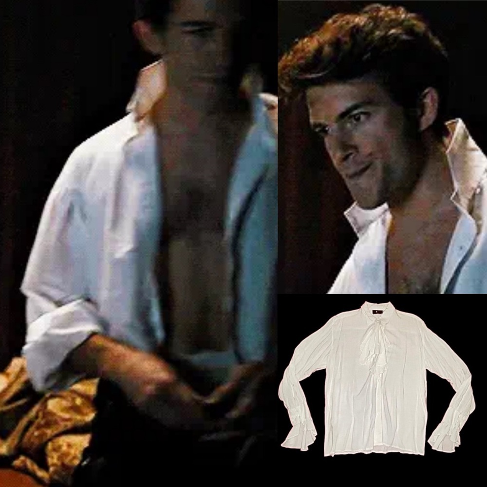 Bridgerton dress shirt ruffle sleeve collar details 23in chest